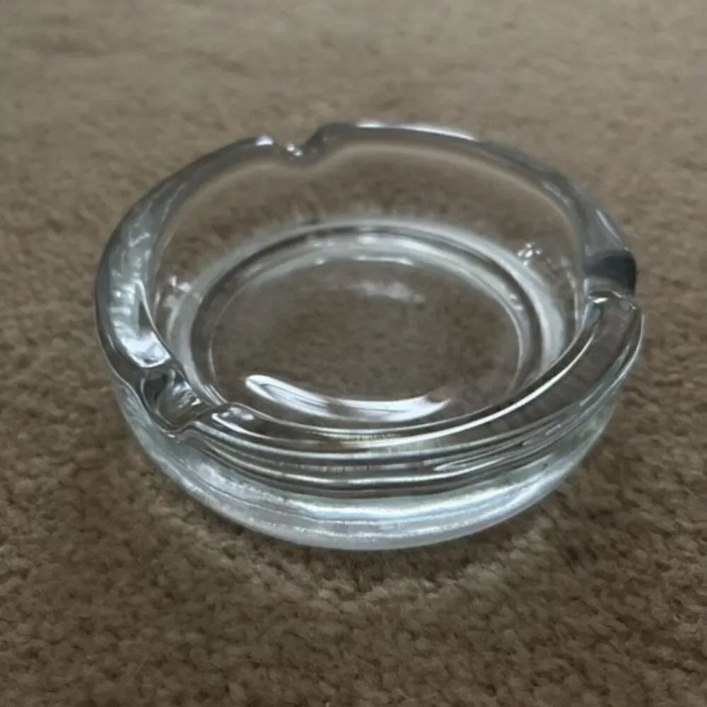 Vintage 4” Heavy Glass Ashtray